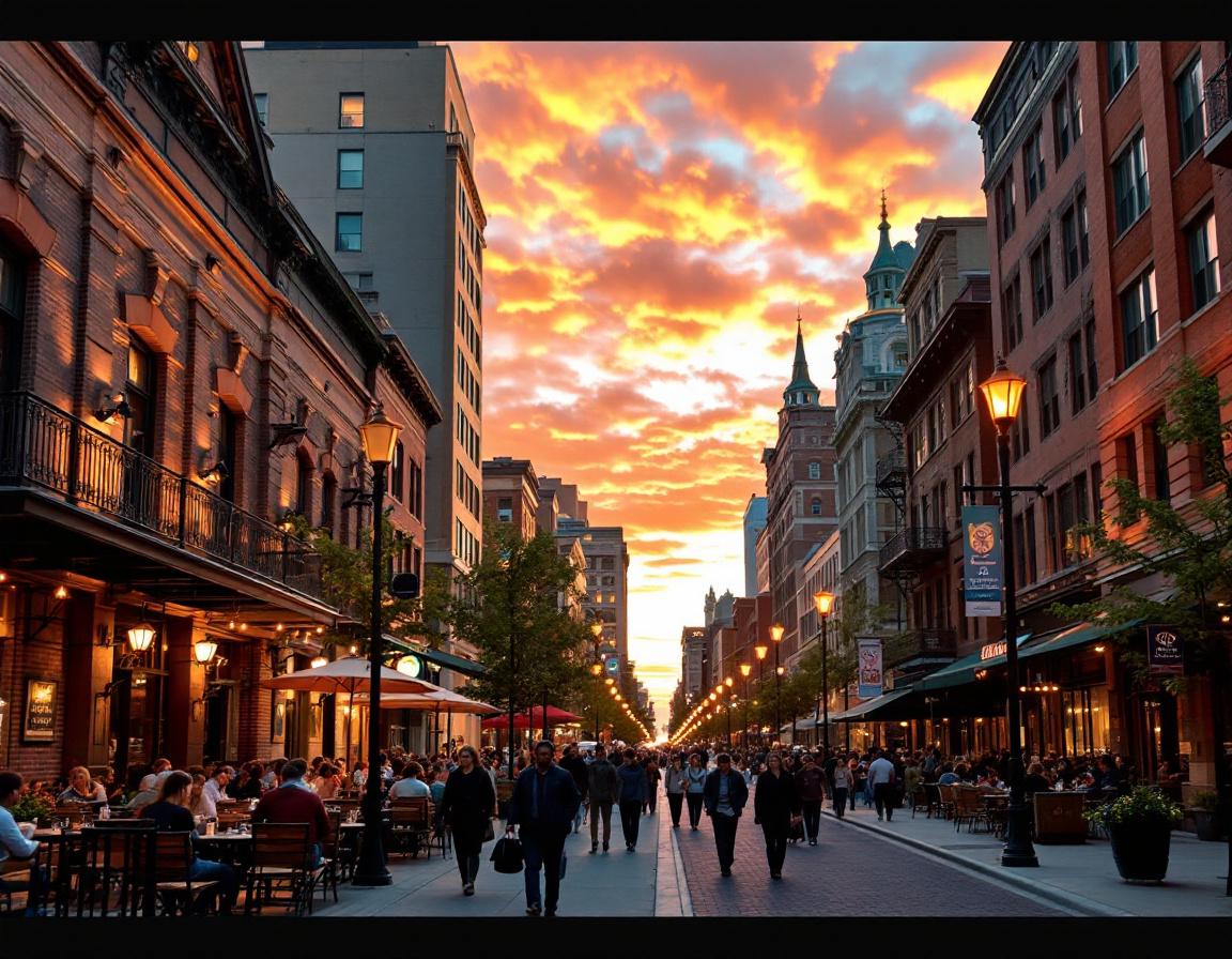 the block at sunset