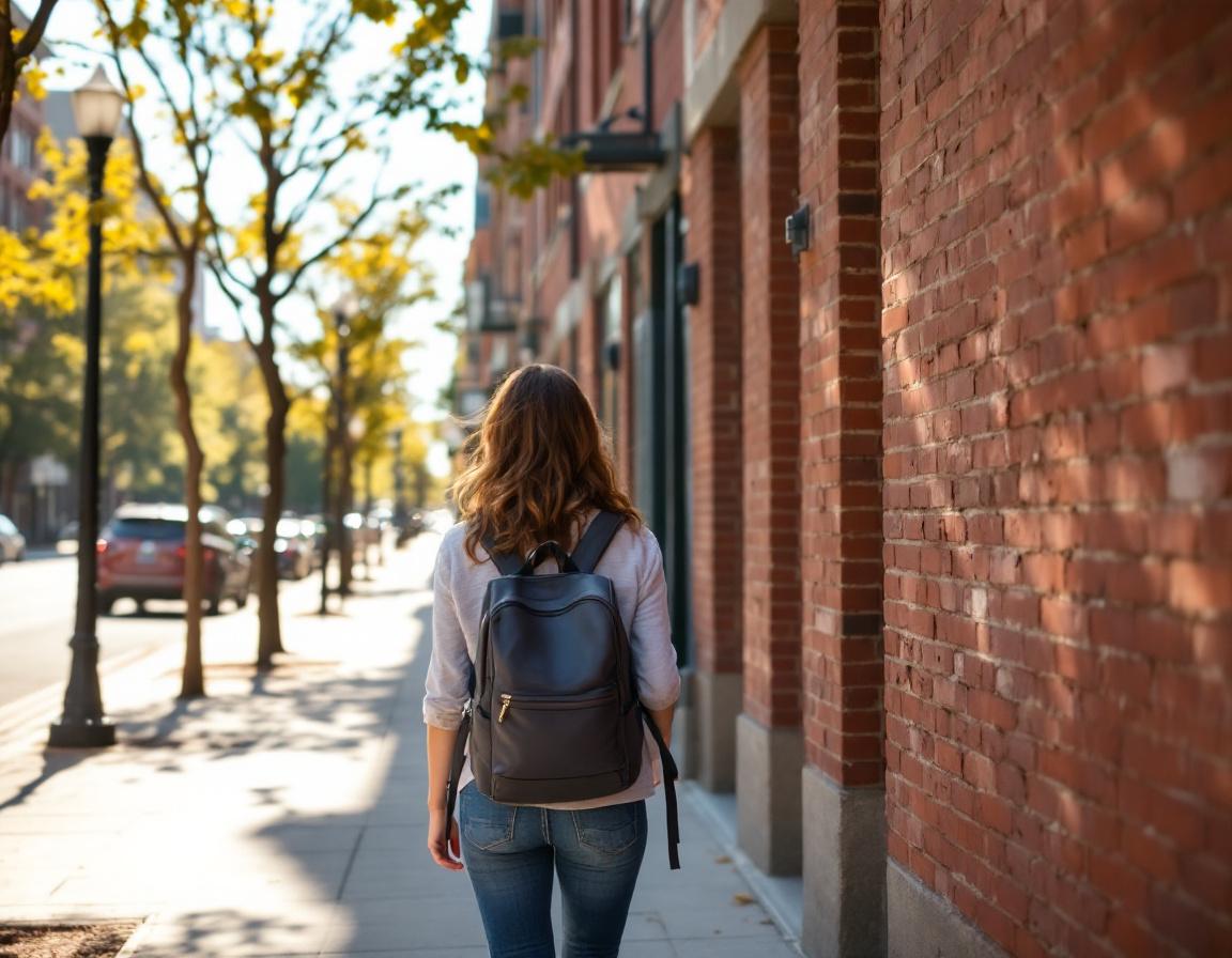 Riley walking the brick block