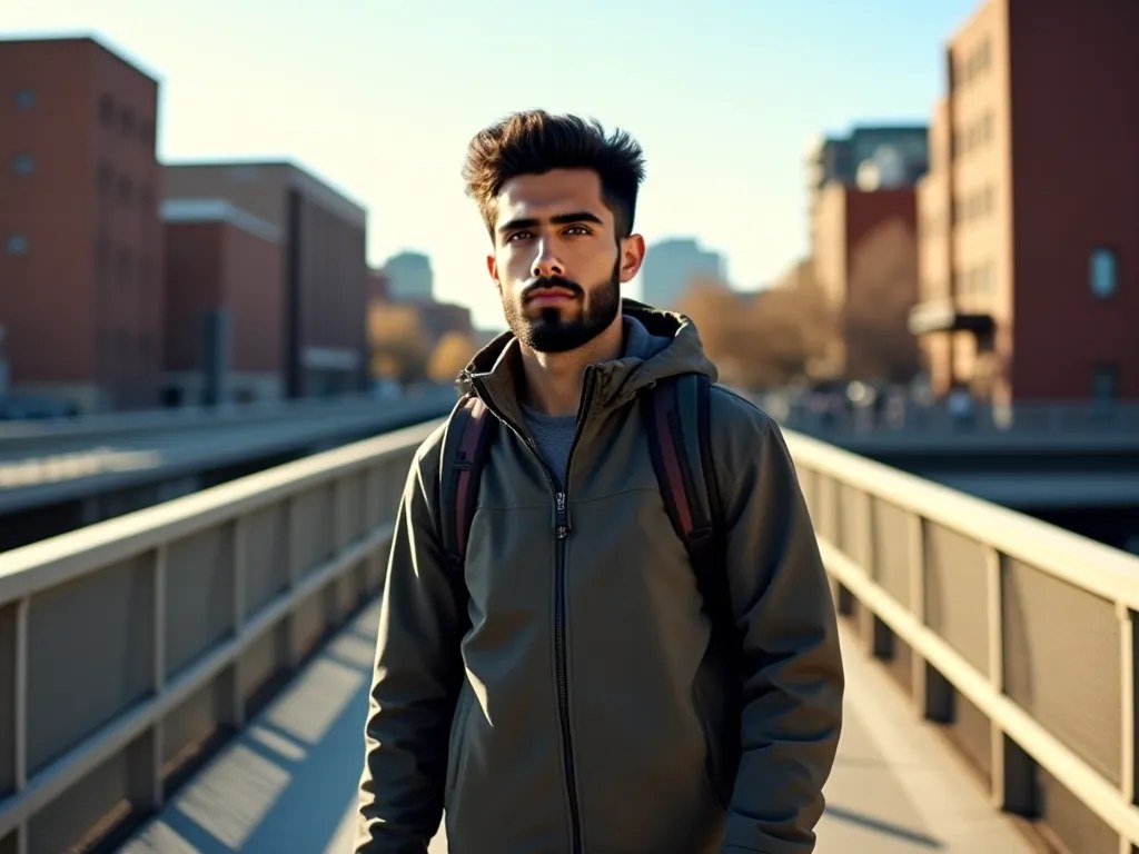 Walking the bridge to campus